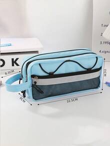 1PC Simple Color Pen Bag, Vertical Student Stationery Box, Multi-Functional Pen Bag, Student Stationery Storage Bag, Back-To-School - Multicolor - View 11