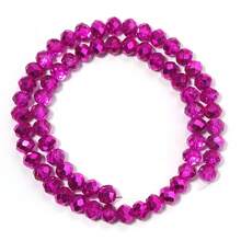 1颗半镀紫红色刻面圆形水晶珠，尺寸4/6/8毫米，时尚闪亮电镀彩色基础款手工DIY珠子，适用于手链、项链、耳环、珠宝制作、手机挂饰、钥匙扣、装饰配件 - 半電鍍玫紅色 - 查看 10