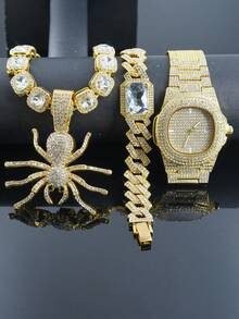 1 set Spider 3D-hänge, sockerbitsberlock, ädelstensarmband, herrklocka, presentförpackning, coola smycken i mörk stil som lämpar sig för semester och vardagsbruk - Spindelhalsbandshänge - Visa 8