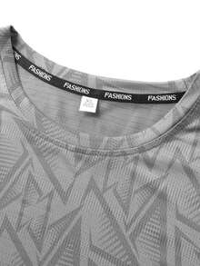 Camiseta de manga corta de cuello redondo estampada para hombre de verano: ligera y transpirable - Gris - Ver 2