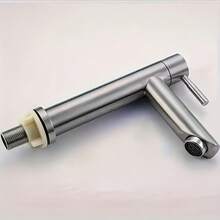 1pc Brushed Nickel Bathroom Sink Faucet, Modern Single Hole Stainless Steel Commercial Bathroom Sink Faucet (Without Drain) - Multicolor - View 7