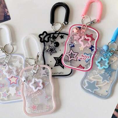 1 chiếc ví đựng thẻ hình ngôi sao, ví đựng thẻ sinh viên/thẻ ăn, móc khóa thẻ xe buýt/tàu điện ngầm dành cho nữ.