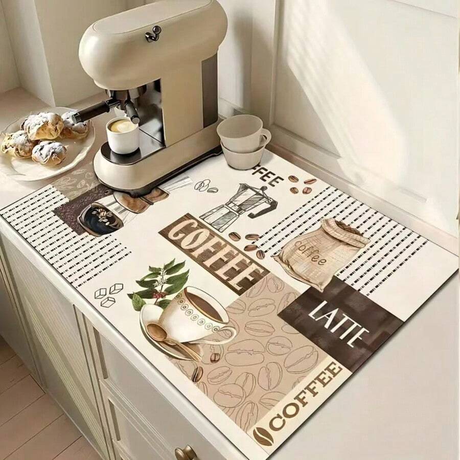 1pc Coffee Machine Mat - Non-Slip, Washable Diatomite Drying Pad, Suitable For Countertops And Kitchens, Absorbent And Drainable, Natural And Hygienic, Essential For Home And Kitchen Decor, Also Part Of Your Cozy Autumn/Winter And Christmas Decoration - Multicolor - View 1