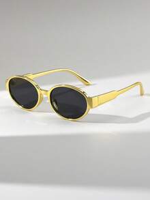 1 Pair Women's Oval PC Gold Y2K Personalized Street Style Fashion Fashion Glasses - Multicolor - View 1