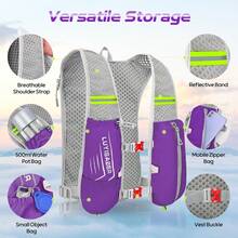 Running Hydration Vest Backpack,Lightweight Breathable Pack Camel Hydration Backpack Water Backpack Water Bladder Bag Daypack For Hiking Trail Running Cycling Race Marathon For Women Men(Only Backpack) - Purple - View 3