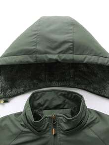 Jackets For Men,Men's Autumn/Winter Outdoor Casual Jacket, Plus Size, Medium-Length, Fleece-Lined, Thickened, Waterproof And Breathable Coat. - 綠色加絨 - 查看 4