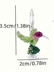 1 Pair Elegant Hummingbird Design Pendant Earrings, Suitable For Women's Daily, Party, Travel Jewelry Gift - Green - View 2