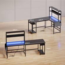 Devoko White Height Adjustable Desk 160 X 75 Cm Electrically Adjustable L-Shaped Desk With Memory Control, Ergonomic Game Table With Cup Holder, Hook. - Black - View 8