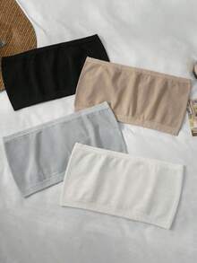 1pc Women Seamless Strapless Tube Top Camisole Slip Undershirt, Breathable Backless Bandeau Bra Liner - Multicolor - View 1