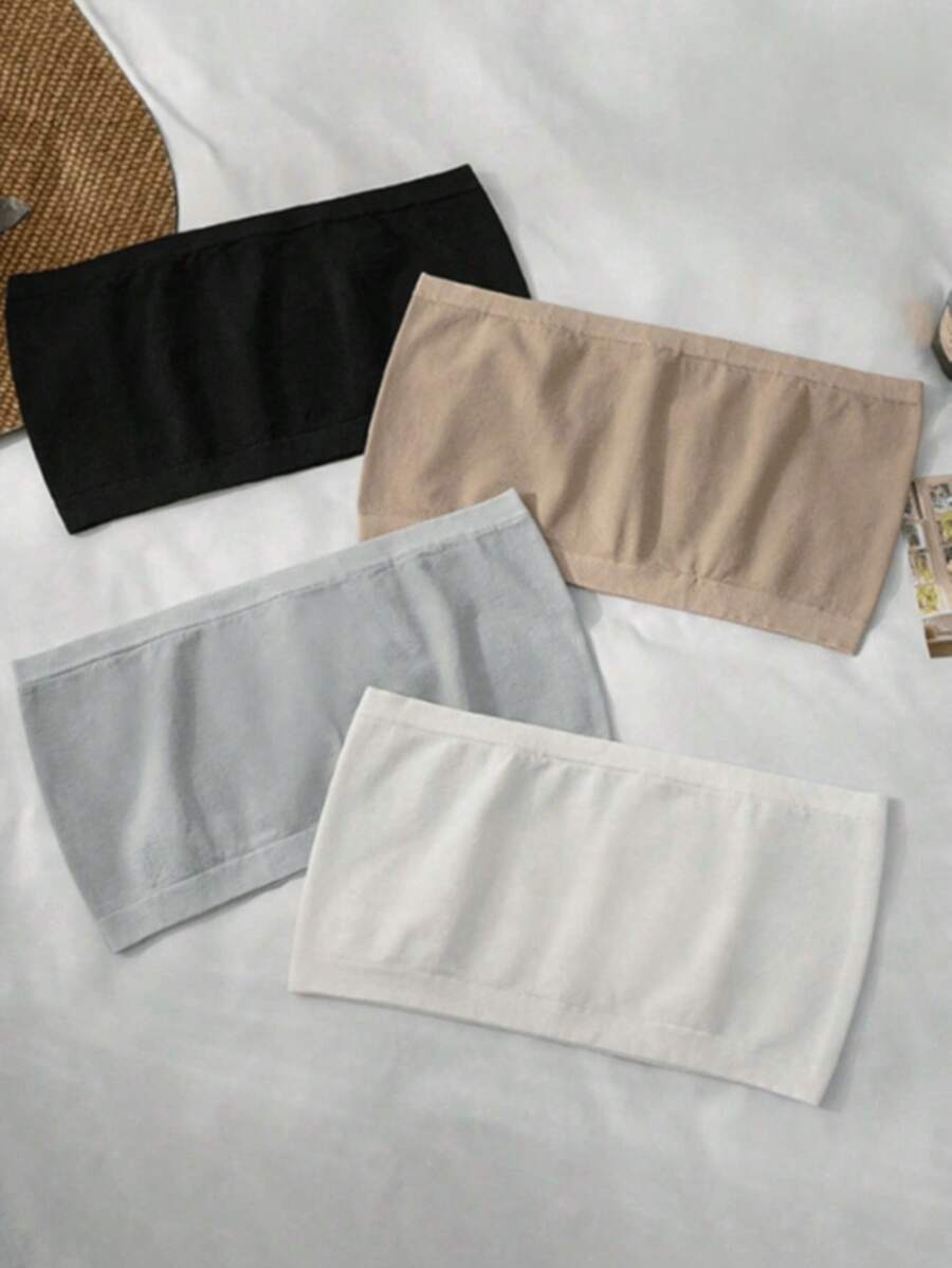 1pc Women Seamless Strapless Tube Top Camisole Slip Undershirt, Breathable Backless Bandeau Bra Liner - Multicolor - View 1