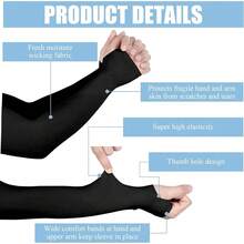 Mangas Uv Protección Para Brazo Seda Hielo Resistente Elástico - Negro - Ver 9