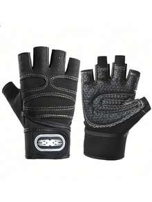 1 par de mancuernas, guantes de levantamiento de pesas para gimnasio, guantes de fitness de media dedos para culturismo, protección de palma, adecuados para entrenamiento deportivo de hombres y mujeres, accesorios de gimnasio sin dedos, gimnasio, entrenamiento en casa, guantes de gimnasio para mujeres, guantes de gimnasio, guantes de gimnasio para hombres, gran regalo de Navidad y Año Nuevo para familiares y amigos en invierno - Líneas blancas y negras - Ver 4