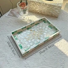 1 Stück INS Stil Dekoschale mit Muscheleinlage, bunte Patchwork Quadrate, handgefertigt. Geeignet zur Dekoration von Wohnzimmer Couchtisch, Esstisch und für den täglichen Gebrauch. Kann auch als Geschenk oder Partytischdekoration verwendet werden.