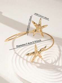 1 Pc Golden Color Cute Starfish Arm Cuff Armband Beach Body Jewelry - Gold - View 3