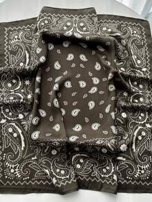 1条波西米亚风70厘米头巾，休闲腰果印花方巾/领巾，男女皆宜