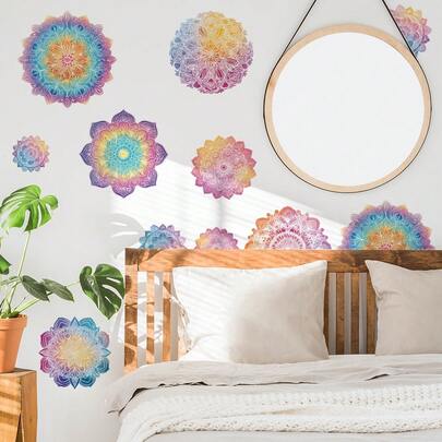 Mandala Wall Decal Purple Art Mandala Wall Stickers Decor Mandalas Decals For Wall Lotus Flower Wall Sticker Yoga Bohemian Floral Lotus Decals For Bedroom Living Room Headboard