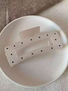 1/2pcs Glossy Classic Black & White Polka Dot Large Square Hair Claw, Minimalist Casual Bun Hairstyle Accessory - Multicolor - View 4