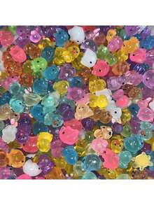 MINKOJA 100PCS/Glow-In-The-Dark Resin Mini Animals – Duck, Dolphin, Frog, Rabbit, Turtle Figurines. Battery-Free, Perfect For Garden, Party, Micro Landscape & Aquarium Decor. Absorb UV Light In Sunlight For A Stronger Glow At Night. - Multicolor - View 6