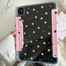 可爱粉色星星极简扁平保护套，兼容苹果第11代、Pro 2025新款、第10代、Air 7/6、11英寸，带笔槽，防弯折，时尚平板电脑保护套，适合女孩使用 - 粉色 - 查看 4