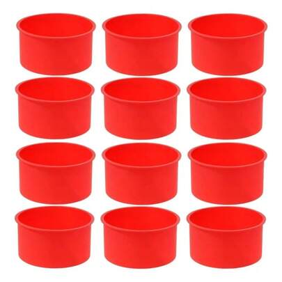 3/6/12 piezas Moldes de silicona redondos para cupcakes | Moldes de hornear antiadherentes aptos para magdalenas y postres, color rojo