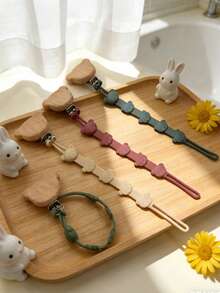 1 pieza Clip para chupete de bebé, Portachupete de silicona, Diseño de oso de peluche, Clip para chupete todo en uno - Multicolor - Ver 2