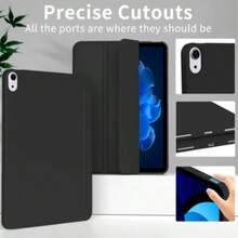 1个硅胶软壳/全包边/蜂窝纹理散热/保护套/适用于iPad（Air4/5/6）/（7/8/9/10代）/iPad 11 1A16（2025） - 黑色 - 查看 2