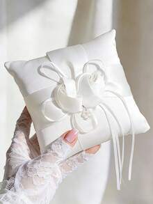 Almofada de Anel de Rosa para Casamento, 6 polegadas (15 cm), Portador de Anel para Pedido de Casamento, Confissão, Suporte de Anel para Casamento, Cerimônia de Casamento, Pedido de Casamento (Não Inclui Anel) - Multicolorido - Visão 2