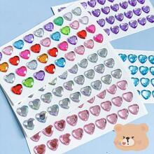 2pcs Pink & White Heart Diamond Stickers, Laser 3D Crystal Decals For Phones - Multicolor - View 4