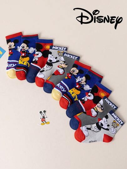  5/1 Authentic Disney Mickey Mouse Cartoon Children's Socks, New Year Gift Socks, Mickey Cartoon Christmas New Year Animation Socks For Boys, Comfortable House Socks, Novelty Gift Socks, Disney Socks For Children, Suitable For Students/Adults As Gift And Daily Use
