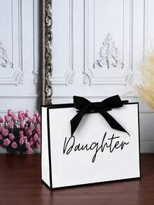 1pc Elegant Foldable Paper Gift Bag With Handle And Ribbon, Lightweight Gift Bag Suitable For Daughter's Birthday, Christmas, Thanksgiving And Other Special Occasions - Multicolor - View 3
