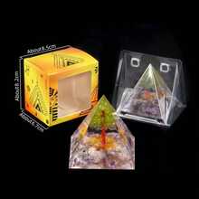 1pc Natural Crystal Ball Pyramid Ornament, Resin Wrapped Crystal Chips Home Decoration, Boxed Lucky Fengshui Desktop Small Ornament - Multicolor - View 31