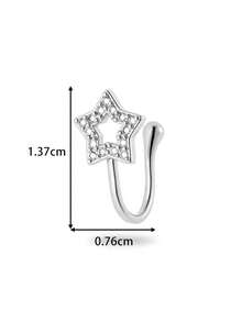 Toppiercing 1 Peça Clipe de Nariz Versátil de Moda com Zircônia Micro-Incrustada em Formato de Coração, Lua, Estrela, Flor, Anel de Nariz Falso Sem Perfuração - Multicolorido - Visão 32