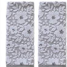 SKL Home - Juego de Toallas de Mano de Jacquard Floral, Gris, 2 Unidades - jacquard floral, gris - Ver 1