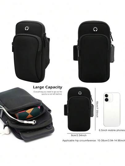 Phone Arm Bag Phone Holder For Sports Adjustable Arm Band With Key Card Bag Cell Phone Pouch Pocket Running Bag Headphone Cable Hole Design Suitable For Men Women Gym Running Brisk Walking Traveling Hiking Riding Exercise Outdoor Gear Bag Running Gym Accessories