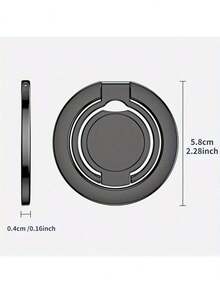 New Universal Magnetic Alloy Electroplated Ring Holder, Adhesive-Free Magnet Mount, Dual-Hinge Foldable Phone Stand, Multi-Angle Adjustment, Grip Kickstand - 0.16 Inch Slim Design, 2.28 Inch Diameter - Multicolor - View 4