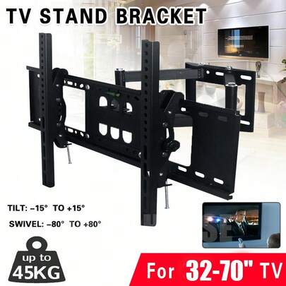 Lislark TV Wall Mount For 32-70 Inch TVs TV Bracket Full Motion TV Wall Mount, Max Load 50kg(110Lbs) Universal Swivel Arm Wall Bracket, Extend, Swivel And Easy Installation