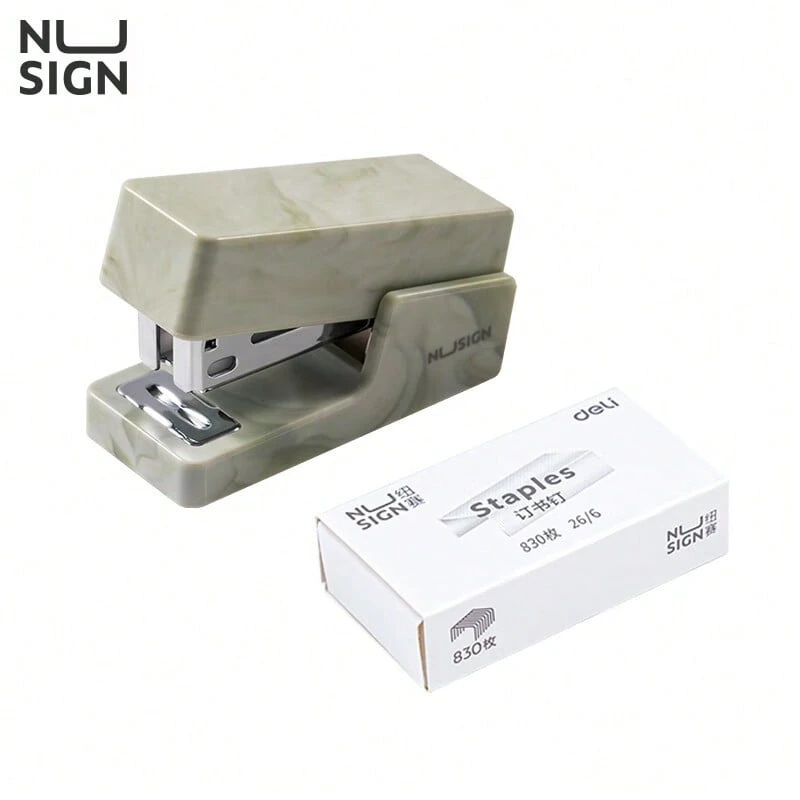DELI NS083C Mini Stapler: Compact And Portable, Made Of Steel With A TPE Anti-Slip Pad For Stability, Ideal For Travel And Study. (Author: Iwakawa) - Iwagawa - View 1