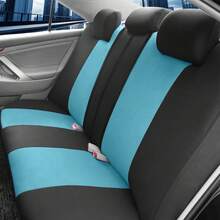 REMAX 9 piezas Fundas de asiento de coche de tela de poliéster, compatibles con airbags, cojines de asiento de ajuste universal, accesorios de coche, nuevo diseño para mujeres - Azul menta - Ver 4