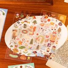 可爱森林动物贴纸，DIY风景装饰，文具贴纸，卡通可爱创意趣味防水贴纸，糖果贴纸，手机贴纸，适用于剪贴簿、子弹笔记、笔记本、工艺品、水瓶、吉他、滑板、自行车、摩托车、头盔、行李箱、手机和电脑，返校用品 - 彩色 - 查看 5