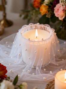 1pc White Packaging Tulle Mesh, Pearl Sheer Fabric, Can Be Cut To Size, Suitable For Headbands, Veils, Gift Wrapping, Bouquet Packaging, Fruit Baskets, Chair & Table Decor, DIY - Nhiều màu - Xem 4