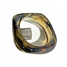 1/4件 复古宽几何大号夸张宽几何弧形椭圆棕色树脂大理石纹手镯 女士棕色不规则粗手镯 透明手镯 首饰礼物 女士女孩 2026新款 - 彩色 - 查看 7