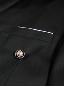 2pcs New Men's Suit Set, Notched Lapel Double-Breasted Design, Elegant & Comfortable Men's Blazer + Pants - Black - View 4