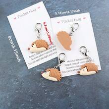 1个/2个/5个卡通刺猬钥匙扣，附赠励志口袋拥抱卡片，可爱树脂动物钥匙圈，可挂在钱包、手提包、汽车上，也可作手机挂件，生日、婚礼、情人节、母亲节和父亲节礼物——完美的鼓励小礼物 - 彩色 - 查看 7