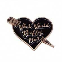 Brooch Vintage Alloy Love Pin What Would Buffy Do Black Personality Letter Brooch Clothing Accessories - 黑色 - 查看 1