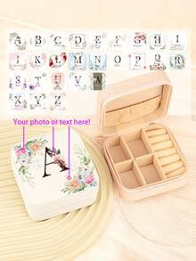Customized 26 Letter A-Z Square Jewelry Box - Portable PU Jewelry Storage Box, Can Store Necklaces, Earrings, Rings - Multi-Layer Travel Storage Box - Ideal Gift For Sisters, Aunts, Mothers, Grandmothers, Girlfriends, Students Etc. - Suitable For Holidays, Weddings, Birthdays, Valentine's Day, Mother's Day, Graduations - Multi-Functional, Decorative, Casual & Versatile - Letter - View 1