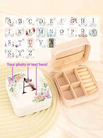 Customized 26 Letter A-Z Square Jewelry Box - Portable PU Jewelry Storage Box, Can Store Necklaces, Earrings, Rings - Multi-Layer Travel Storage Box - Ideal Gift For Sisters, Aunts, Mothers, Grandmothers, Girlfriends, Students Etc. - Suitable For Holidays, Weddings, Birthdays, Valentine's Day, Mother's Day, Graduations - Multi-Functional, Decorative, Casual & Versatile