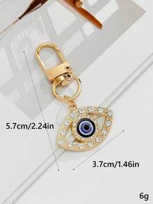 金色恶魔之眼，邪眼心形钥匙扣，水钻装饰包包挂饰，女士时尚配饰