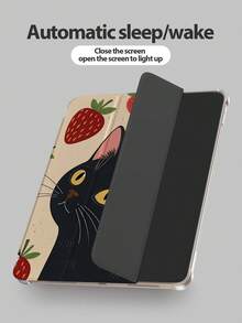 1个可爱卡通草莓猫图案iPad保护套，兼容iPad 7/8/9、iPad Air 5/4/3、iPad第九代10.2英寸、iPad Pro 11英寸（A16 2025），带可折叠支架，iPad第十代保护套