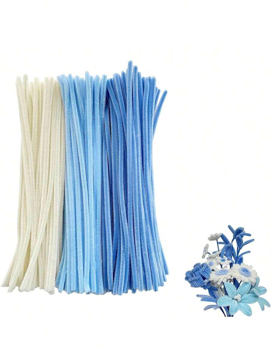Blue & White Yarn Flower Craft Set, Upgraded DIY Handmade Kit, Suitable For Mother's Day, Graduation, Valentine's Day And Holiday Gifts, Yarn Craft Set, Blue & White Yarn Flower Set - Blue and White - View 1