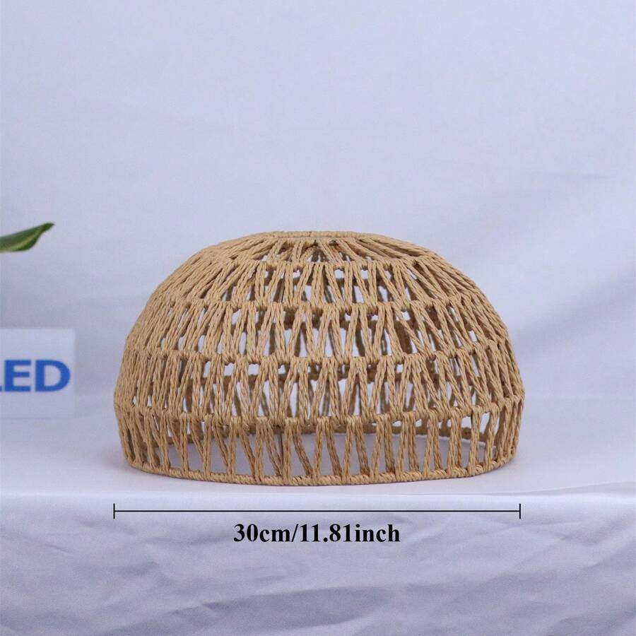 Hand-Woven Bohemian-Style Semi-Ceiling Lampshade, Suitable For Bedrooms, Living Rooms, And Other Locations(Only The Lampshade). - 30CM Beige - View 1